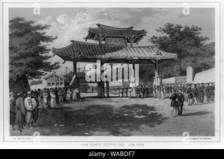 Com. Il Perry's visita a Shui, Lew Chew / dalla natura da W. Heine ; lith. Di Sarony & Co., New York. Foto Stock