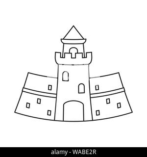 Line art in bianco e nero il castello medievale Illustrazione Vettoriale