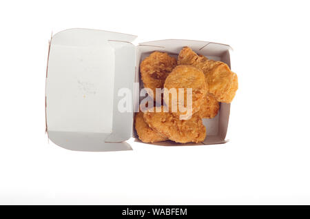 McDonald's da 6 pezzi di pollo mcnuggets scatola aperta che mostra pepite Foto Stock