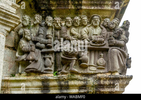 Guimiliau, parrocchia di murata, calvario, dipartimento Finistere, Bretagne, Francia Foto Stock