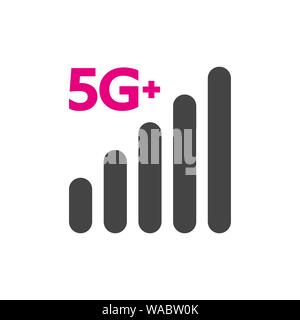 La tecnologia del vettore icona segno di rete 5G. Illustrazione 5g internet simbolo in linea piana stile minimalista. EPS 10 Illustrazione Vettoriale