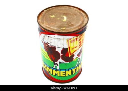 SIMMENTHAL Vintage Tin Can. Simmenthal è un marchio che produce un bollito di manzo in gelatina da Bolton cibo Foto Stock