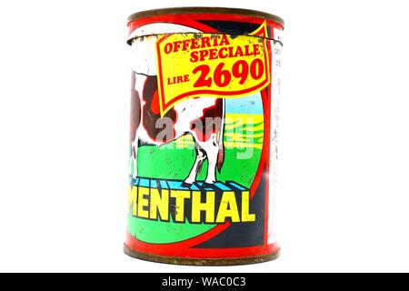 SIMMENTHAL Vintage Tin Can. Simmenthal è un marchio che produce un bollito di manzo in gelatina da Bolton cibo Foto Stock