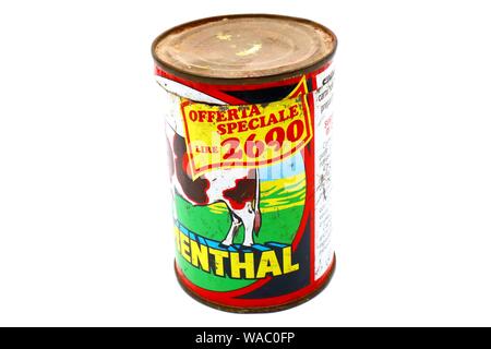 SIMMENTHAL Vintage Tin Can. Simmenthal è un marchio che produce un bollito di manzo in gelatina da Bolton cibo Foto Stock