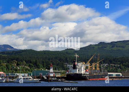 I registri di carico sulla nave, Port Alberni, Isola di Vancouver, British Columbia, Canada Foto Stock