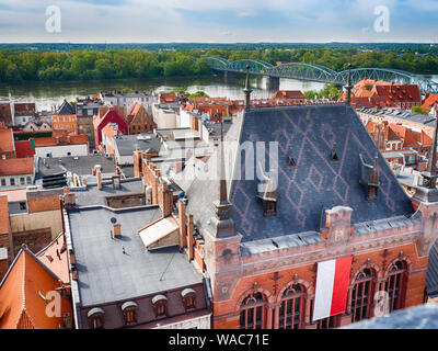 Vista dalla Torre del Municipio della Città Vecchia in Torun, Polonia Foto Stock