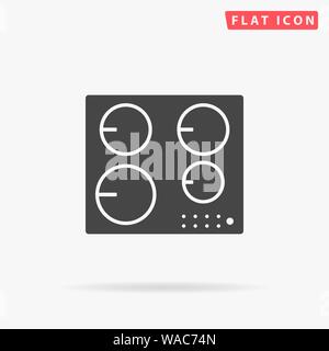 Piano di cottura ad induzione. Piano di cottura di cottura, pannello di superficie. Fornello a induzione. Design piatto stile minimal illustrazione vettoriale icona per web design Illustrazione Vettoriale