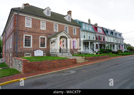 CHESTERTOWN, MD -17 agosto 2019- Vista della città storica di Chestertown, Maryland, Stati Uniti, sede della contea del Kent nella baia di Chesapeake regione. Foto Stock