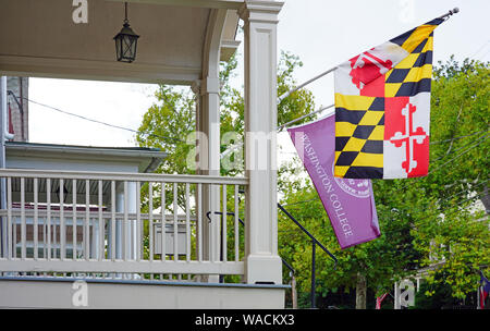 CHESTERTOWN, MD -17 agosto 2019- Vista della città storica di Chestertown, Maryland, Stati Uniti, sede della contea del Kent nella baia di Chesapeake regione. Foto Stock