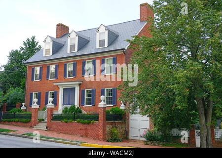 CHESTERTOWN, MD -17 agosto 2019- Vista della città storica di Chestertown, Maryland, Stati Uniti, sede della contea del Kent nella baia di Chesapeake regione. Foto Stock