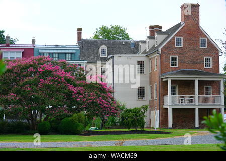 CHESTERTOWN, MD -17 agosto 2019- Vista della città storica di Chestertown, Maryland, Stati Uniti, sede della contea del Kent nella baia di Chesapeake regione. Foto Stock