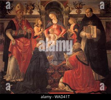 Domenico Ghirlandaio Madonna col Bambino in trono tra angeli e San c 1486. Foto Stock