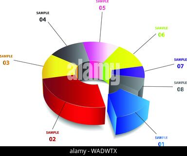 Business colorato grafico a torta per i vostri documenti, rapporti e presentazioni Illustrazione Vettoriale