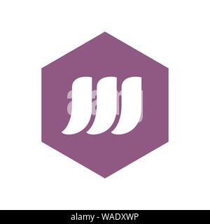 Chiave esagonale testa lettera iniziale W Icona - Logo Illustrazione Vettoriale