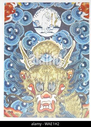 Dragon-e-White-Rabbit-making-elisir di immortalità. Foto Stock