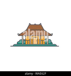 Joglo indonesiano - casa tradizionale illustrazione. Disponibile in formato EPS formato vettoriale è possibile ridimensionarlo senza perdere qualità. Illustrazione Vettoriale