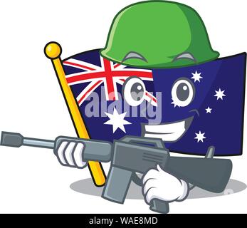 Esercito bandiera australiana è aggrappato alla parete cartoon Illustrazione Vettoriale