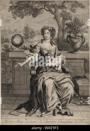 Disegno di Marie Anne Victoire de Bavière, nuora di Luigi XIV e Delfina di Francia. Foto Stock