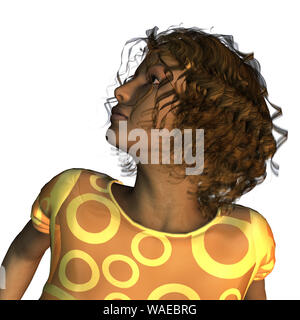 In modo digitale immagine rappresentata di un americano africano donna in abito giallo. Foto Stock