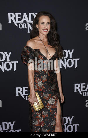 Agosto 19, 2019, Culver City, California, Stati Uniti d'America: ANDIE MACDOWELL assiste il Los Angeles lo screening di Fox Searchlight's ''Pronto o Non'' a ArcLight Culver City di Culver City, California. (Credito Immagine: © Charlie Steffens/ZUMA filo) Foto Stock