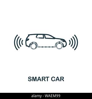 Icona Smart Car Outline. Design creativo dalla collezione di icone dei dispositivi intelligenti. Icona profilo Smart Car Premium. Per il web design, le applicazioni, il software e. Illustrazione Vettoriale