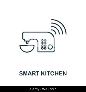Icona Smart Kitchen Outline. Design creativo dalla collezione di icone dei dispositivi intelligenti. Icona del profilo della cucina intelligente di alta qualità. Per il web design, le applicazioni, il software e. Illustrazione Vettoriale