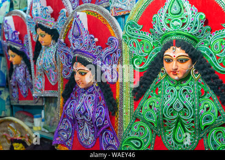 Durga divinità a Kumartuli in Kolkata, India Foto Stock
