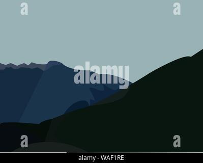 Paesaggio di montagne al tramonto Illustrazione Vettoriale