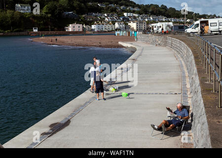 Teignmouth Devon,lettura del sole,UK, spiaggia, il lungomare, il Waterfront, Inghilterra, famoso luogo, nessun popolo, all'aperto, fotografia, Mare, turismo Foto Stock