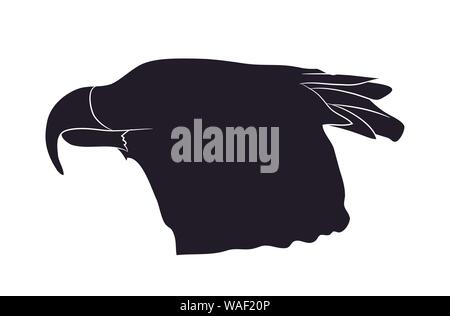 Illustrazione vettoriale di un ritratto di un'aquila, silhouette, vettore, sfondo bianco Illustrazione Vettoriale