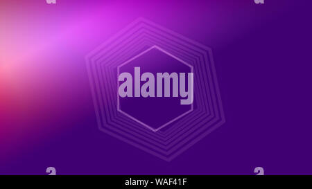 Il Neon incandescente rosa tenue esagonale a nido d'api sfondo viola Foto Stock