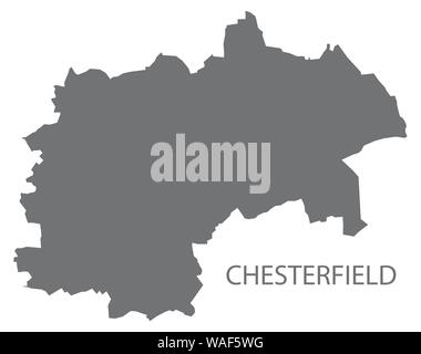 Chesterfield grigio mappa del Distretto di East Midlands England Regno Unito Illustrazione Vettoriale