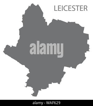 Leicester grigio mappa del Distretto di East Midlands England Regno Unito Illustrazione Vettoriale