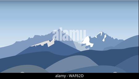 Paesaggio di montagne al tramonto Illustrazione Vettoriale