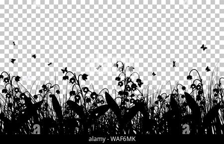 Prato sfondo con farfalle. Trasparenza Il design della griglia. Illustrazione Vettoriale. Illustrazione Vettoriale