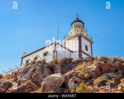 Faro di Akrotiri (Faros) con cielo chiaro - Santorini Grecia Foto Stock