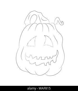 Zucca di Halloween con linee, vettore sfondo bianco Illustrazione Vettoriale