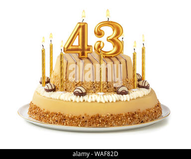 Torta di festa con golden candele - Numero 43 Foto stock - Alamy