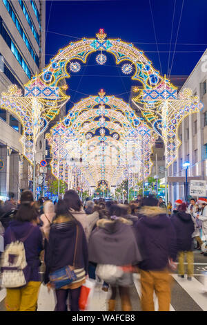 KOBE, Giappone - 12 dicembre 2012: Luminarie light festival. Il festival annuale ricorda il 1995 grande terremoto di Hanshin e la successiva ripresa Foto Stock