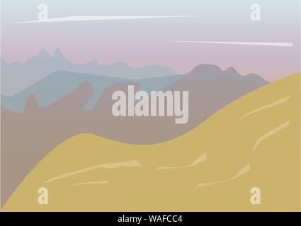 Paesaggio di montagne al tramonto Illustrazione Vettoriale