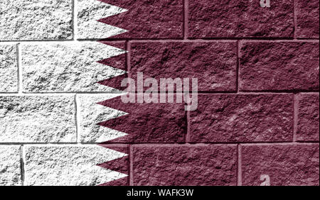 Bandiera del Qatar close up dipinta su un muro rotto Foto Stock