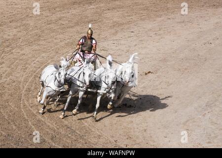 Carro romano gara mostra al Puy du Fou in Francia Foto Stock