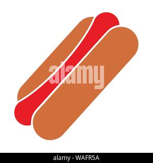 Un colorato hot dog, icona su sfondo bianco Illustrazione Vettoriale