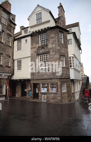 La Casa di John Knox Scottish Storytelling Centro, High Street sul Royal Mile di Edimburgo in Scozia Foto Stock