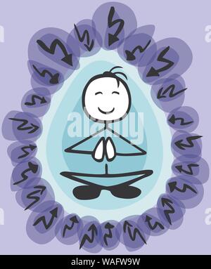 Al solito stick-uomo meditando aura circle attacco flash colorato da jziprian Illustrazione Vettoriale