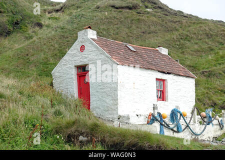 Fisherman's cottage a Niarbyl, Isola di Man Foto Stock