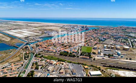 Vista aerea del Port La Nouvelle nel Aude, Francia Foto Stock