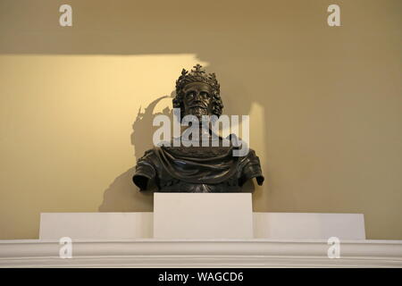 Busto di re Carlo I, Banqueting House di Whitehall, Westminster, Londra, Inghilterra, Gran Bretagna, Regno Unito, Gran Bretagna, Europa Foto Stock