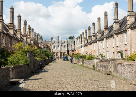 Vicario vicino, strada storica, pozzi, Somerset, Inghilterra, Regno Unito. Foto Stock