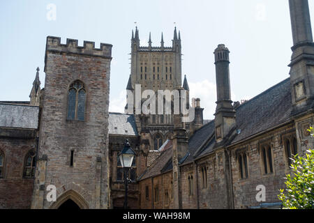 Vicario vicino, strada storica, pozzi, Somerset, Inghilterra, Regno Unito. Foto Stock